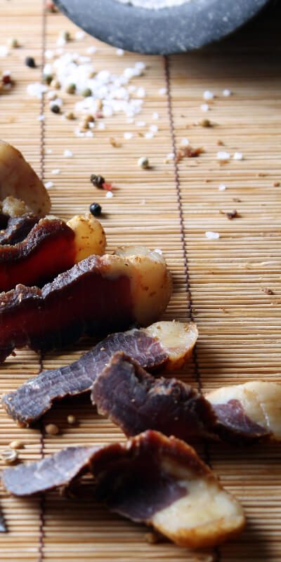 yellow fat biltong sliced into larger chunks