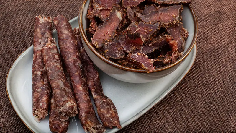 Dry wors and Biltong on a plate in Sandton home