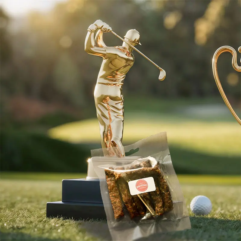 biltong warriors biltong next to a Joburg Golf Day Trophy